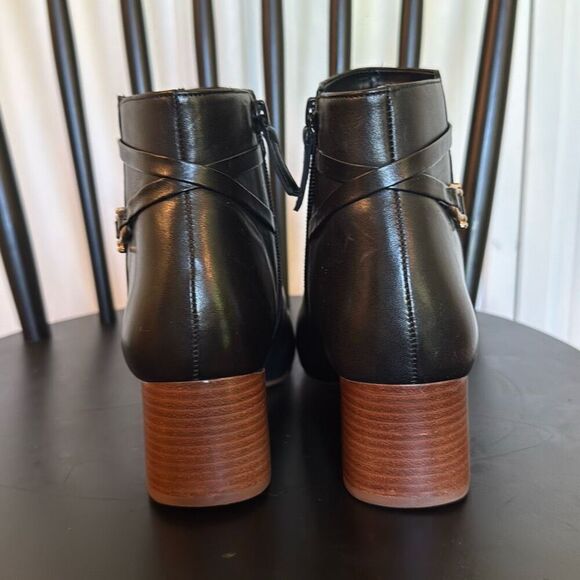 Talbots Harlow Buckle black leather heeled booties size 8.5 - Picture 6 of 12